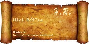 Hiri Róza névjegykártya